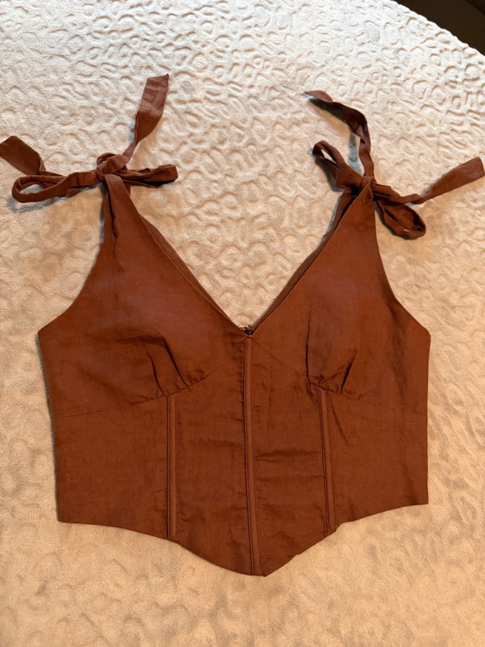 Peppermayo Brown Tie-Shoulder Corset Camisole